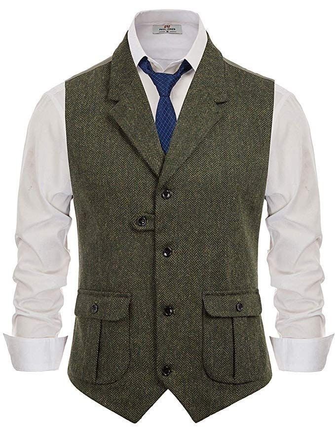 Green Groom Groomsmen Wear Tweed Vest For Winter Wedding Men Wedding Wear Vintage Tweed waistcoat